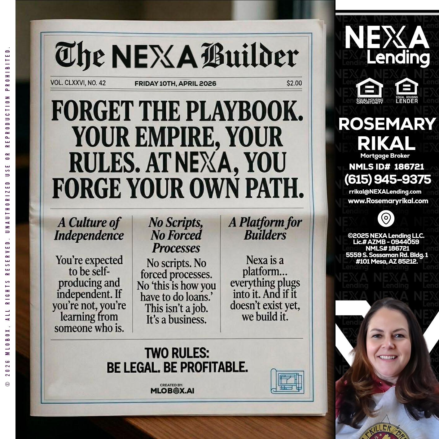 THE NEXA BUILDER - Rosemary Rikal -Mortgage Broker
