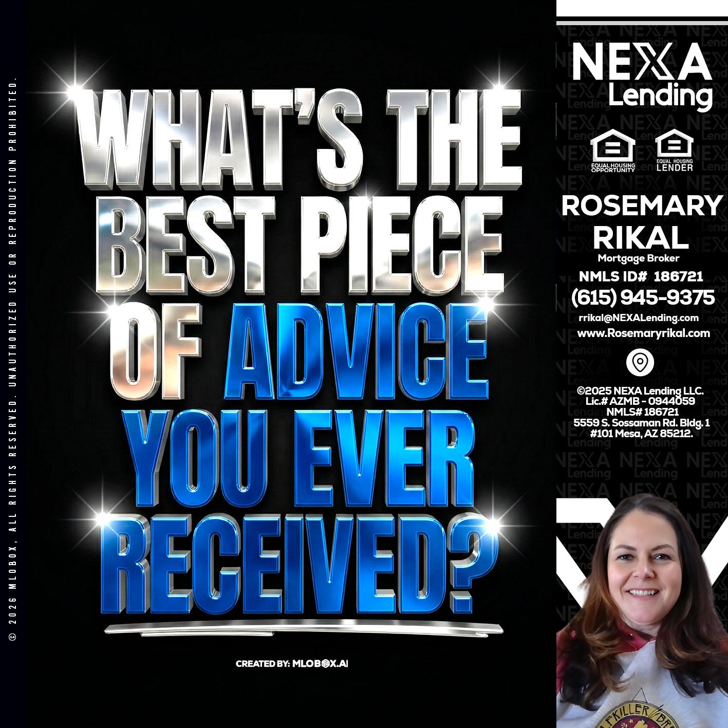 WHATS THE BEST - Rosemary Rikal -Mortgage Broker