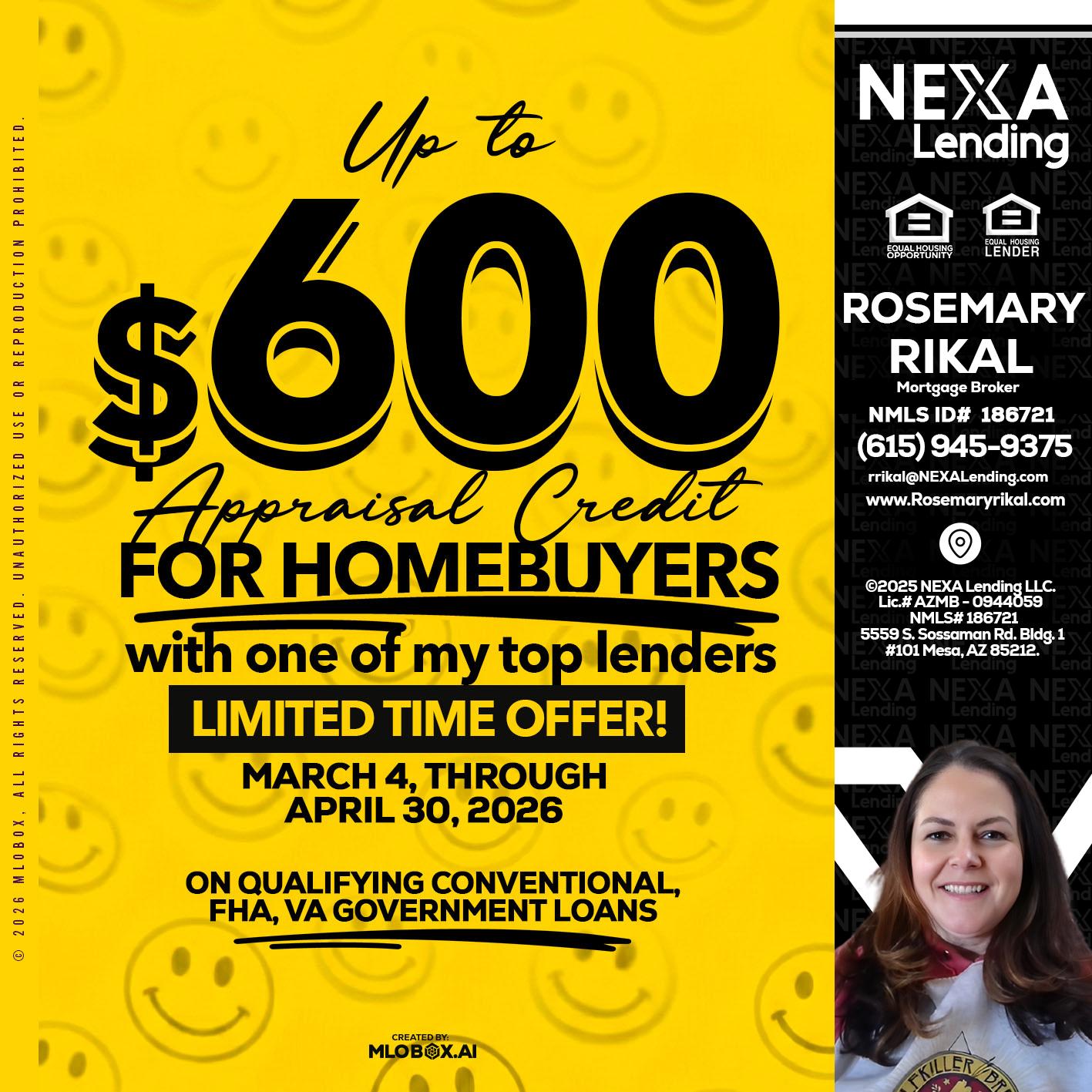 UP TO 600 - Rosemary Rikal -Mortgage Broker