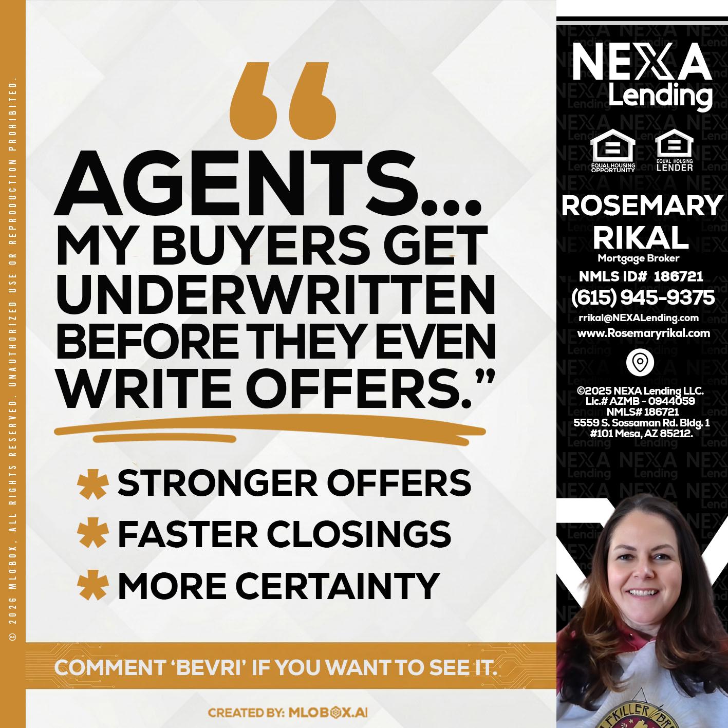 agents - Rosemary Rikal -Mortgage Broker