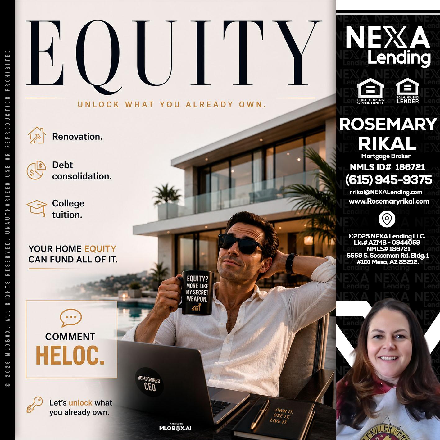EQUITY - Rosemary Rikal -Mortgage Broker