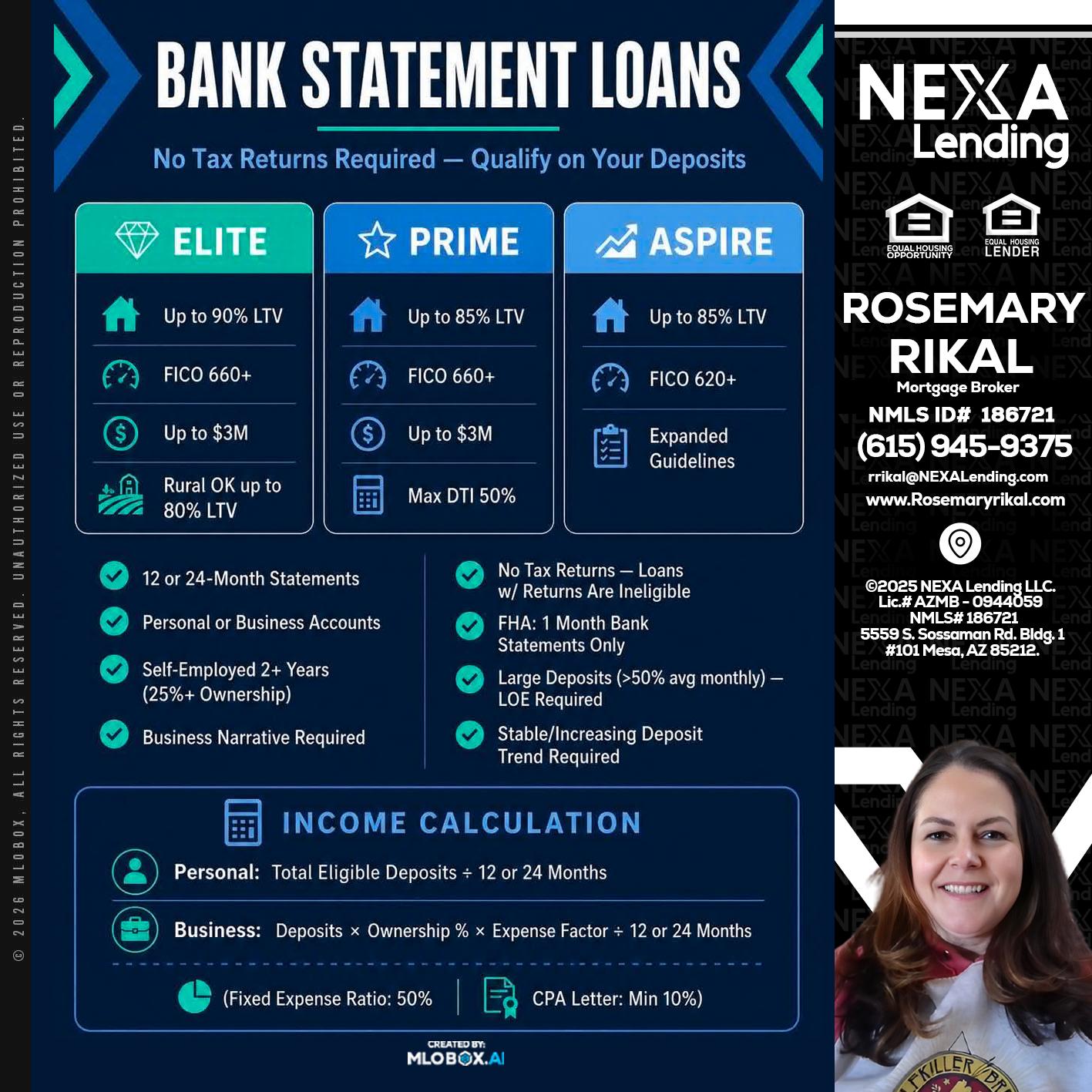 BANK STATEMENT - Rosemary Rikal -Mortgage Broker