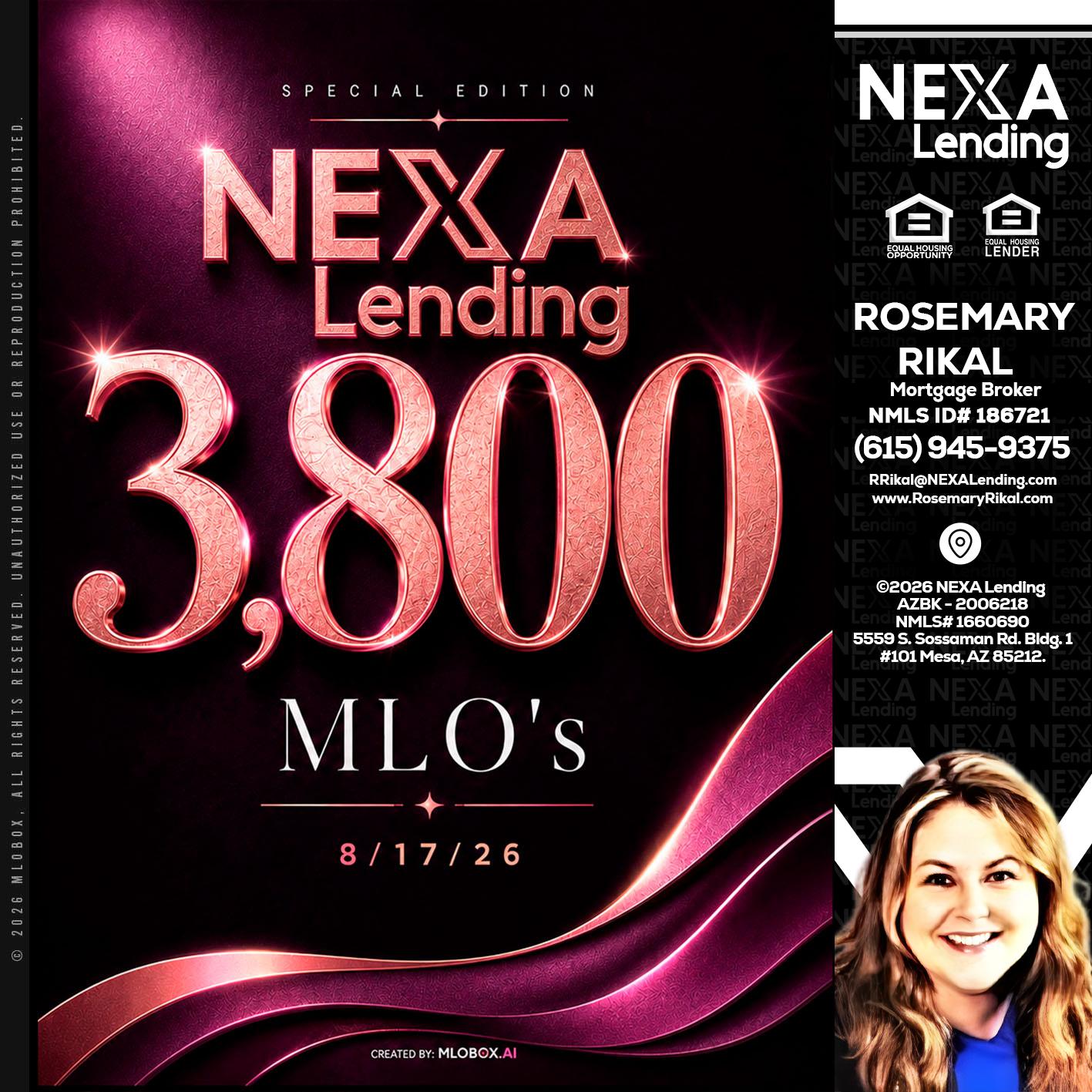 3800 MLOs - Rosemary Rikal -Mortgage Broker